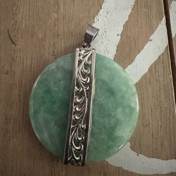 Sterling Silver and Jade Pendant - Picture 1 of 7